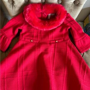 Janie and Jack Red Formal Dress with Plush Collar